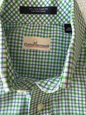 Cotton Brothers Green & Blue Checked Dress Shirt
